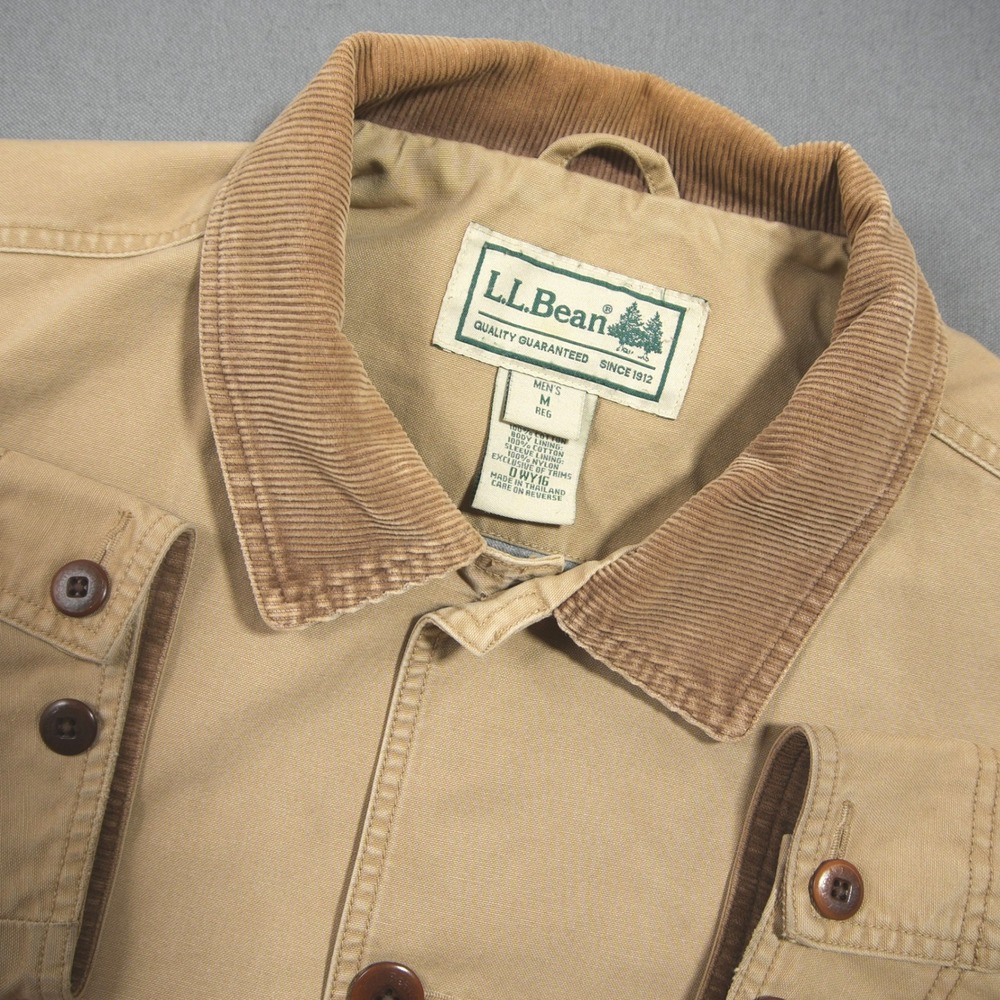 VTG L.L. Bean Corduroy Collar Canvas Chore Work Coastal Field Barn Jacket Men M